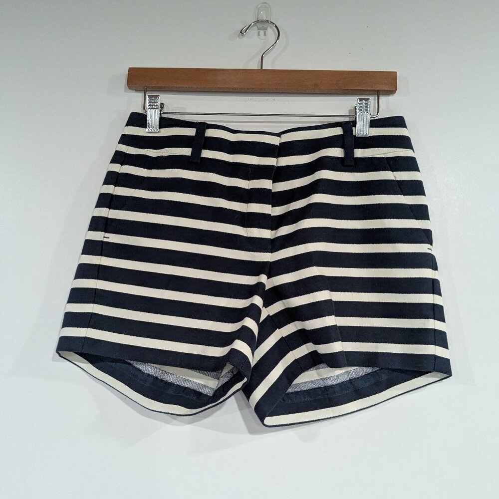 Ann Taylor Striped Shorts Navy Blue White Size 4